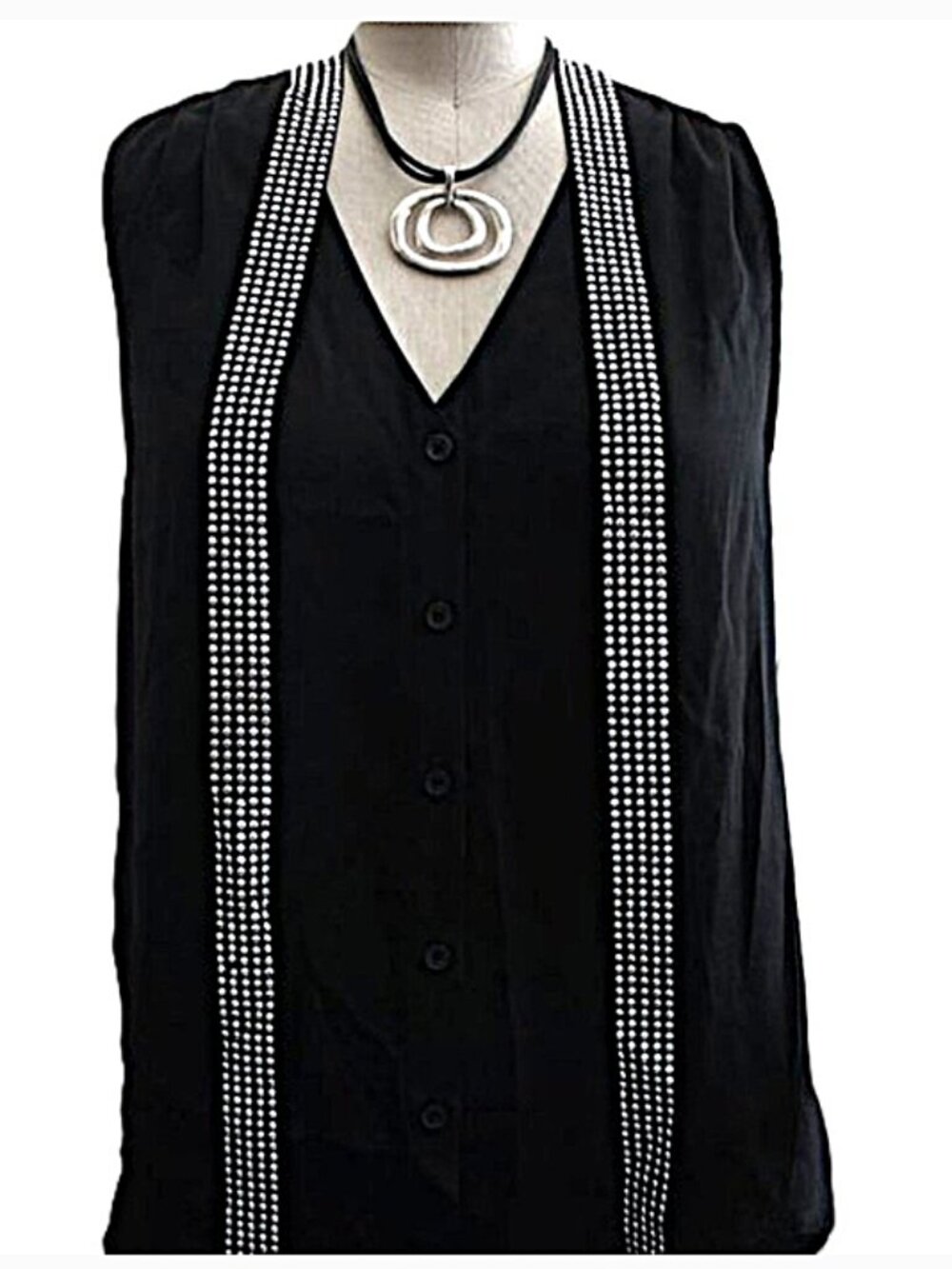 Michael Kors Black Jeweled Sleeveless Blouse size S
